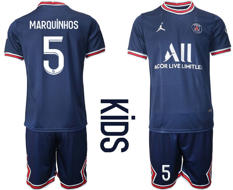 Youth 2021-2022 Club Paris St German home blue #5 Soccer Jersey->liverpool jersey->Soccer Club Jersey